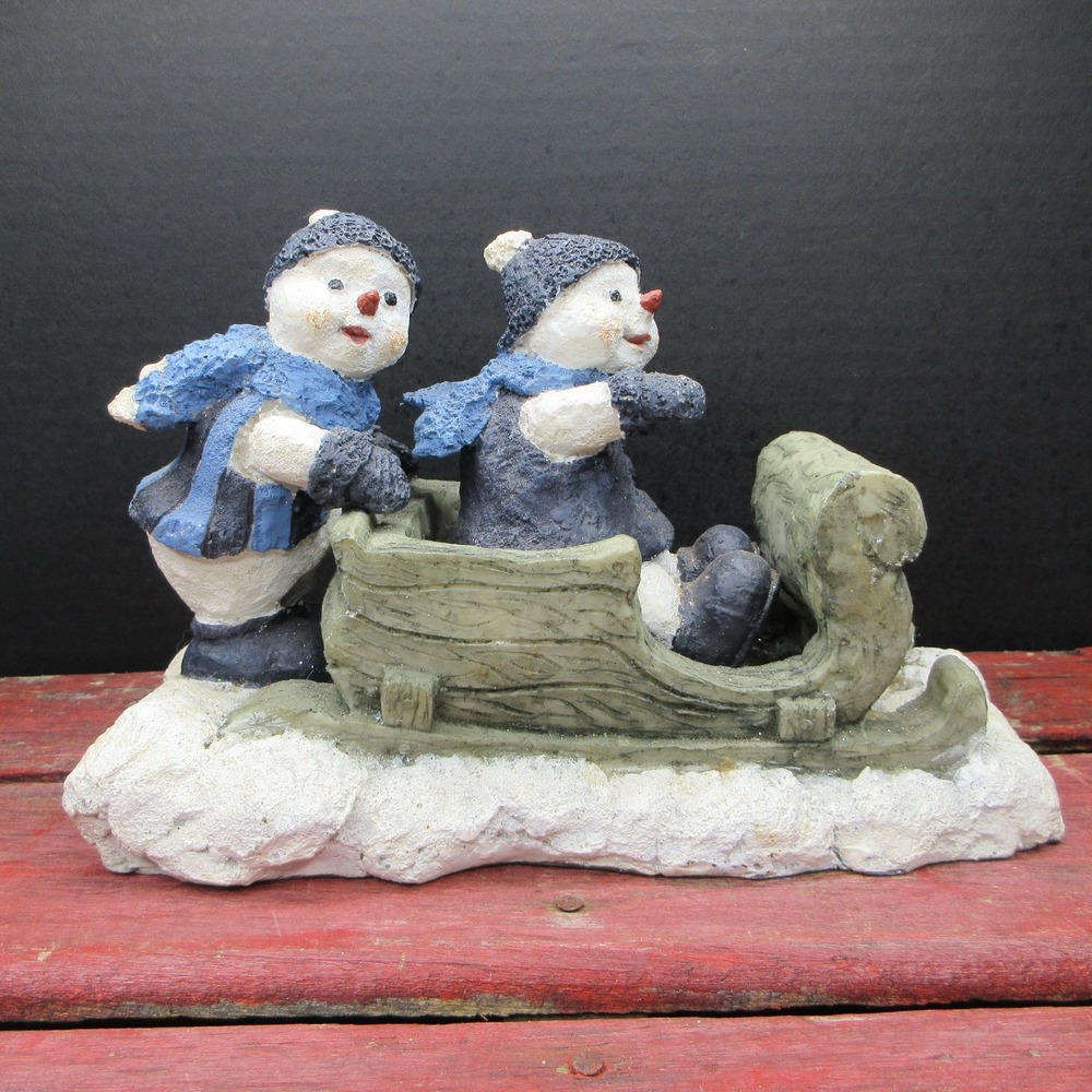 A Christmas Choice Snowman Sledding Figurine Winter Holiday Decor